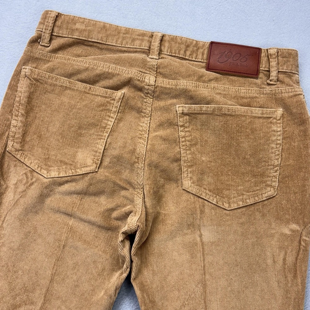 Jos A Bank 1905 Pants Mens 34x29 Tan Corduroy Straight Leg 5 Pocket Stretch